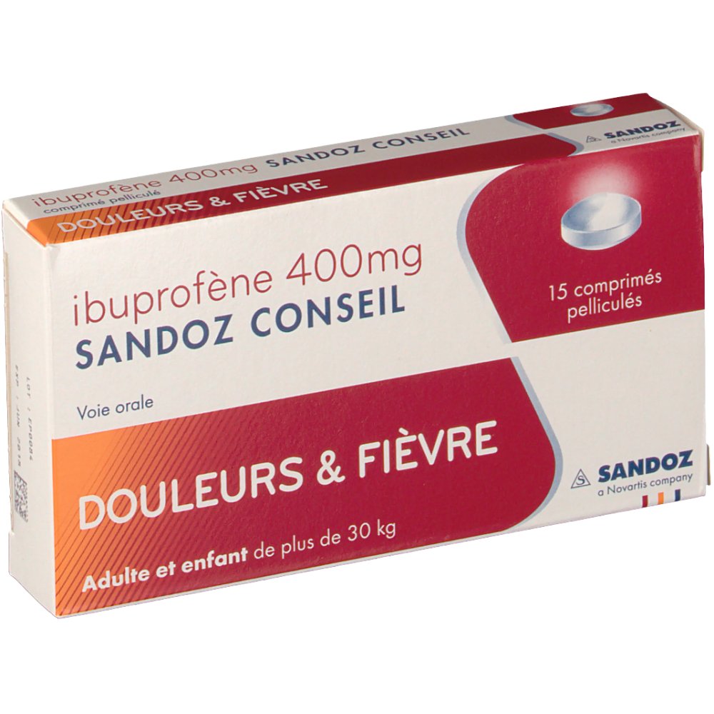 Ibuprofene Sandoz Ibuprofene sandoz 400 mg comprimé enrobé boîte de 30