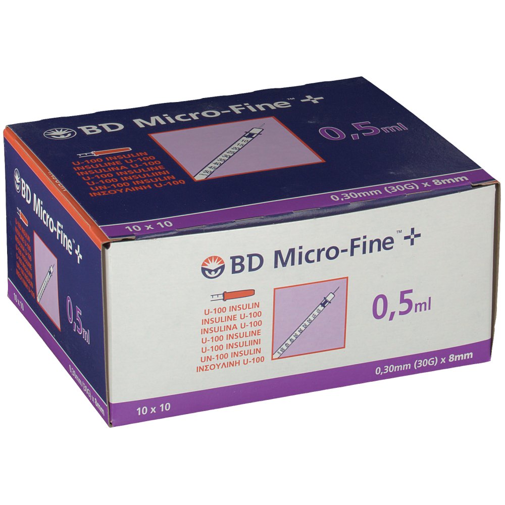 BD Micro-Fine + Seringue à insuline 0, 5ml 30G x 8mm 100 pc(s) - Redcare Pharmacie