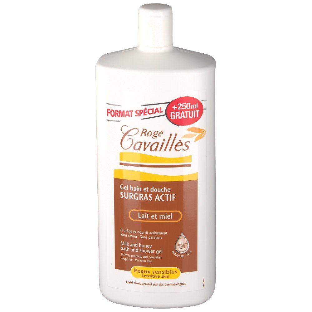 Rogé Cavaillès gel surgras bain et douche lait et miel shoppharmacie.fr