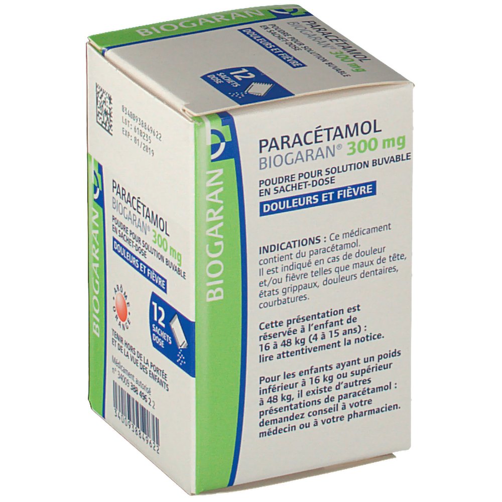 paracetamol 300 300  mg Biogaran®  Paracétamol pharmacie.fr shop