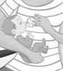 Dessin d'une personne donnant un biberon à un bébé.