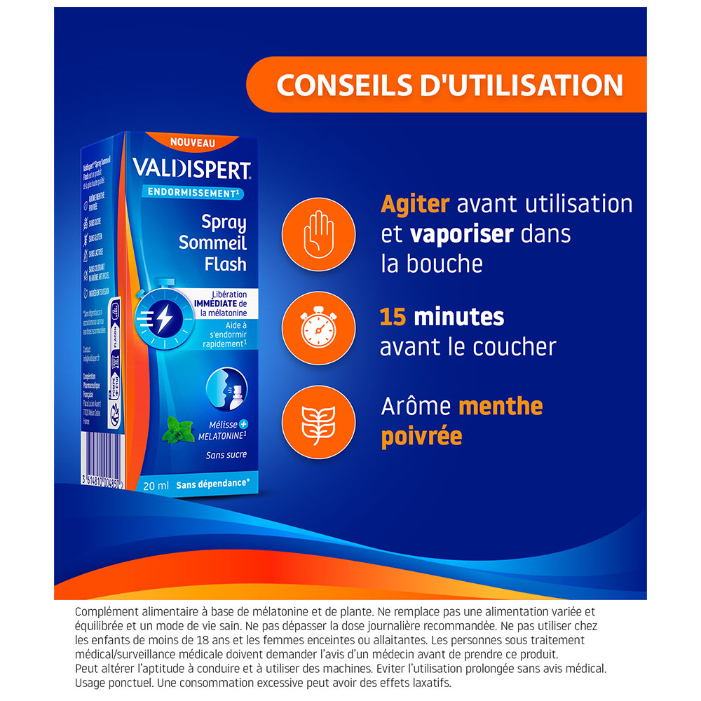 Conseils d'utilisation de Valdispert Spray Sommeil Flash.